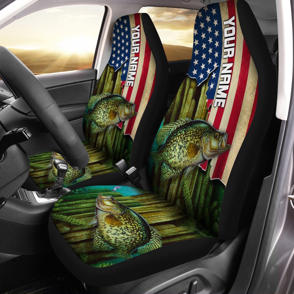 Crappie Fishing America Flag Custom 3D Printed Seat Cover, perfect car