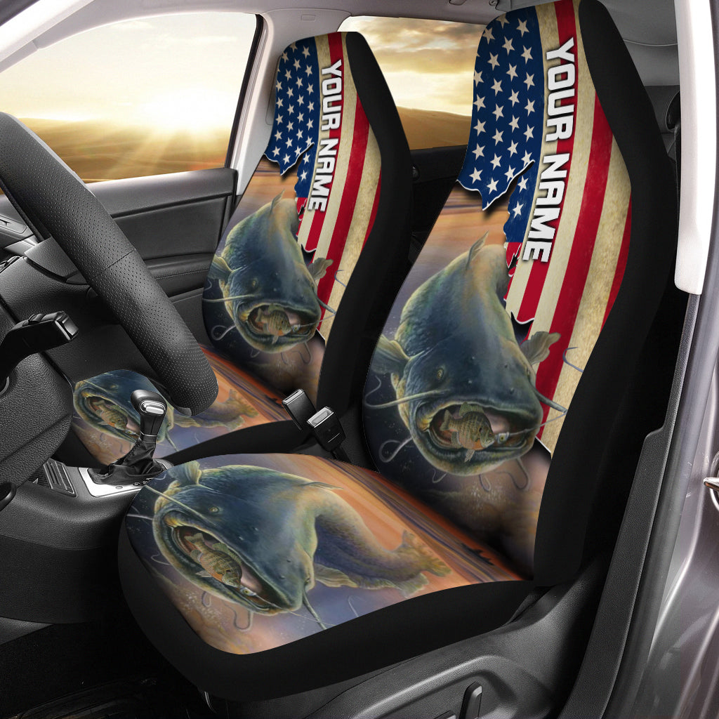 Flathead Catfish Fishing American Flag Customize 3D Printed Seat Covers flathead-catfish-fishing-american-flag-customize-3d-printed-seat-covers
