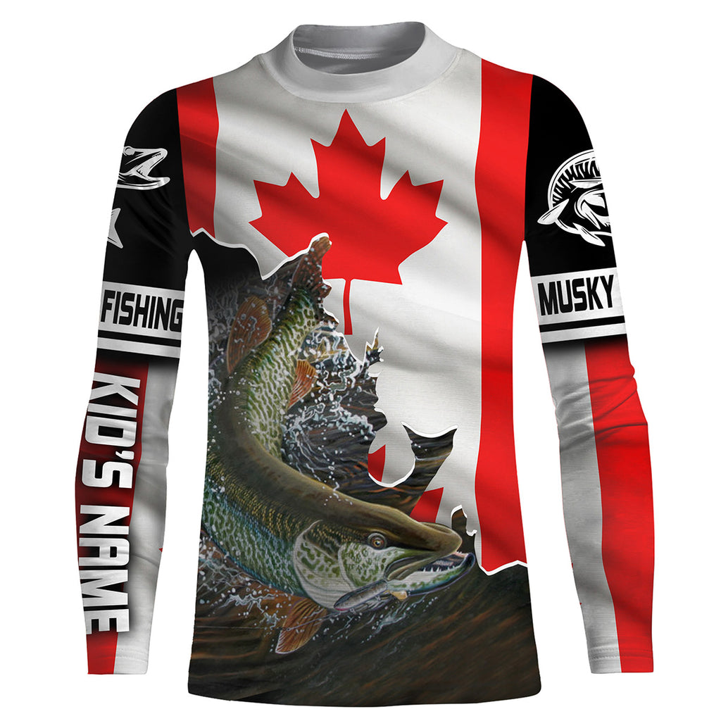 Musky (Muskie) Fishing 3D Canada Flag Patriot Custom name All over