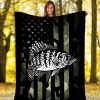 Crappie fishing US flag camo fleece blanket