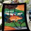 Texas Slam Redfish Flounder Trout Fishing With Texas Map Fleece Blanket