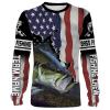 Bass Fishing Crew 3D Flying American Flag Patriot 4th of July Customize name All over print shirts - personalized fishing apparel for Fishing Team - IPH1240