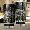 Crappie Fishing US Flag Camo Patriot Customize name Stainless Steel Tumbler Cup Personalized Fishing gift for fisherman