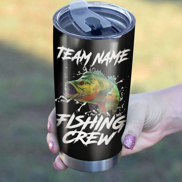 Peacock Bass fishing tumbler cup with Customize name personalized Fishing tumbler gift