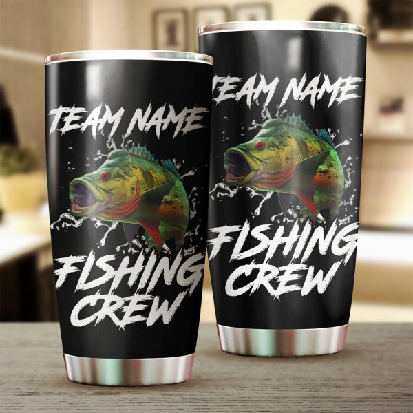 Peacock Bass fishing tumbler cup with Customize name personalized Fishing tumbler gift