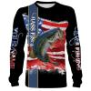 Beautiful Bass Fishing American Flag Customize Name 3D All Over printed Shirts, Personalized Gift For Father's Day, Fisherman NQS331