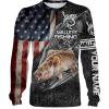 Walleye Fishing American Flag Custome Name 3D All Over Printed Shirts Personalized Fishing gift NQS340