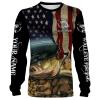 Walleye Fishing 3D American Flag Patriotic Customize name All over print shirts - personalized fishing gift for Adult and Kid - NQS467