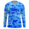 Shark Sea Camo Ocean Fishing performance fishing shirt customize name long sleeves  personalized gift for Fishing lovers - NQS607