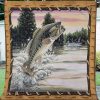Bass Attack Blanket Bass Fishing Bass fisherman on board Fleece Blanket