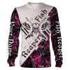 Fish Reaper Pink Muddy Camo Fishing Shirts 3D All Over print shirts personalized fishing apparel for Adult and kid NQS538