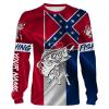 Largemouth Bass Tattoo fishing Mississippi Flag 3D All Over print shirts personalized fishing apparel for Adult and kid NQS514