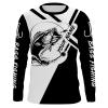 Personalized Bass Fishing Black and White All over print Shirts for men, women and kids, Custom name Sun Protection UV Fishing Shirts for Bass Fisherman – IPHW123