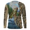 Musky (Muskie) Fishing Camo customize name long sleeves, Long sleeve hooded personalized gift for Fishing lovers – IPH1683
