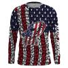 Fish Skeleton USA Patriotic Fishing American Flag Custom name Lightweight Shirts FSD1891