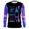 Kayak bass fishing American flag galaxy fishing shirts, camo leggings, Customize name long sleeves NQSD221