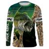 Largemouth Bass fishing green camo Long Sleeve fishing shirt Custom name personalized fishing gift NQS1766