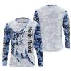 Marlin fishing Saltwater Fish blue camo customize name long sleeves shirts fishing apparel NQS1351