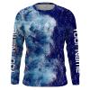 Personalized Saltwater Long Sleeve Fishing Shirts , Sea Wave Camo Fishing Shirts – Iphw1516