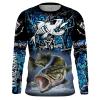 Largemouth Bass fishing blue muddy camo Long Sleeve fishing shirt Custom name fishing gift NQS1780