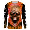 Fish On red flaming Skull Custom Long Sleeve Fishing Shirts, Quick-Dry Fishing Apparel – IPHW881