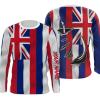 Hawaii State Fishing Custom Hawaiian Flag 3D Fish Hook Long sleeve personalized fishing apparel gifts – IPHW511
