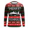 Merry Fishmas Funny Ugly Christmas Salmon Fishing Shirt Long Sleeves Christmas Gift Nqs2350