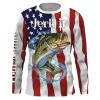 Largemouth bass shirt jerk it American flag Customize Name long sleeves fishing shirts NQS1810
