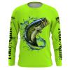 Largemouth Bass Fishing Lime Green Fishing Clothing Custom Name Performance Fishing Shirt Nqs2600