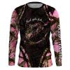 Bass Fishing pink muddy camo reel girls fish Customize name long sleeves fishing shirts NQS1840