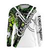 Bass hunter Fishing Fish hook green muddy camo customize name long sleeves shirts personalized gift for Fishing lovers – IPH1785
