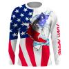 Largemouth Bass Fishing American Flag Patriotic Fishing Custom Name 3D Tournament Fishing Shirts Nqs2540