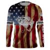 Personalized Crappie Fishing American Flag Long sleeve performance Fishing Shirts Patriotic Fishing gifts NQS1381