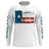 Texas Slam Redfish, Trout, Flounder Fishing Texas Flag Quick Dry Customize Name Long Sleeves Fishing Shirts Nqs2315