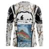Rainbow Trout Ice Fishing Winter Camo Fishing Shirts For Men Performance Long Sleeve Quick Dry Customize Name Nqs2490