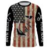 US Fishing 3D Fish Hook American Flag fish on customize name long sleeves shirts fishing apparel NQS1343