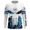 Fishing Fish Reaper Human Skull Fishing Hooks Blue muddy camo Lightweight Long Sleeve Shirts FSD1740