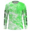 Custom Saltwater Long Sleeve Fishing Shirts , Sea Wave Camo Fishing Shirts | Green – Iphw1502