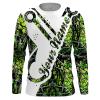 Green muddy camo fish hook Fishing camo Customize Name long sleeves fishing shirts NQS1817