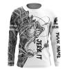 Gray Camo Jerk It Largemouth Bass Fishing Long Sleeve Custom Name Fishing Shirts For Men, Women, Kid Nqs2333