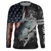 Striped bass fishing American flag fishing shirts for men Performance Customize name NQS1692