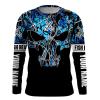 Black Fish on Fish reaper skull blue muddy camo custom Long sleeve Fishing Shirts – IPHW800