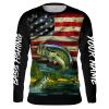 Largemouth Bass fishing American flag custom name Hoodie, long sleeve shirts FSD1654