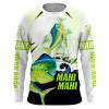 Mahi mahi Dorado fishing green camo Customize name long sleeves fishing shirts NQS1860