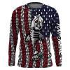 Fish Skeleton American Flag Patriotic Fishing Shirt Long Sleeve , Personalized Fishing Jerseys Fsd2478