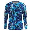 Blue Fishing Hunting Camo Custom Long Sleeve Performance Fishing Shirts – Iphw1549