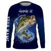 Largemouth bass Fishing jerk it blue Customize Name long sleeves fishing shirt NQS1549