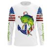 Mahi mahi Dorado fishing legend American flag 4th July Customize Name long sleeve fishing shirt NQS1937