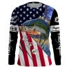 Largemouth Bass Fishing American Flag Custom Name Long Sleeve Shirts For Adult And Kid FSD1952