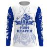 Fish Reaper Fishing Blue Shirt Customize Name Long Sleeve Fishing Shirts Fishing Gift For Men, Women, Kid Nqs2484